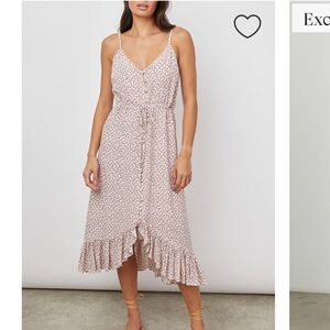 Rails Frida Floral Midi Dress Buttondown Cinch Waist Ruffle Small